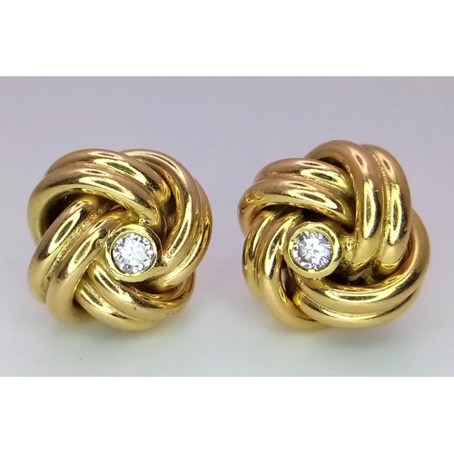 338 - A Pair of 9K Yellow Gold Knot-Stud Earrings. 3.75g total weight.