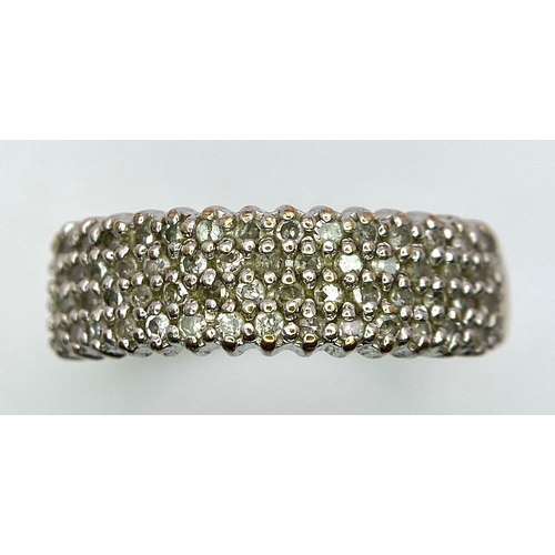 451 - A 9K YELLOW GOLD 4 ROW DIAMOND RING 0.33CT 2.9G SIZE M 1/2

ref: SC 8036