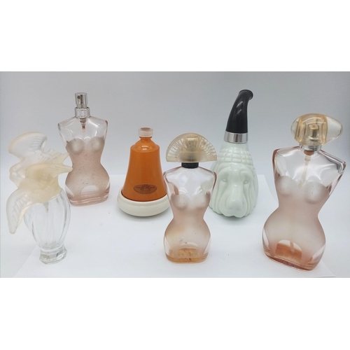 1797 - Six Empty Iconic Scent Bottles - Includes 3 x Gaultier.