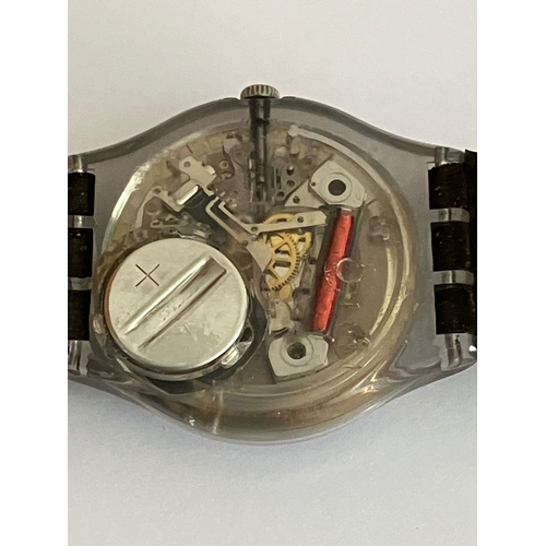 371 - Vintage SWATCH WATCH. Blue face model with sweeping second hand and date window . Perspex case with ... 