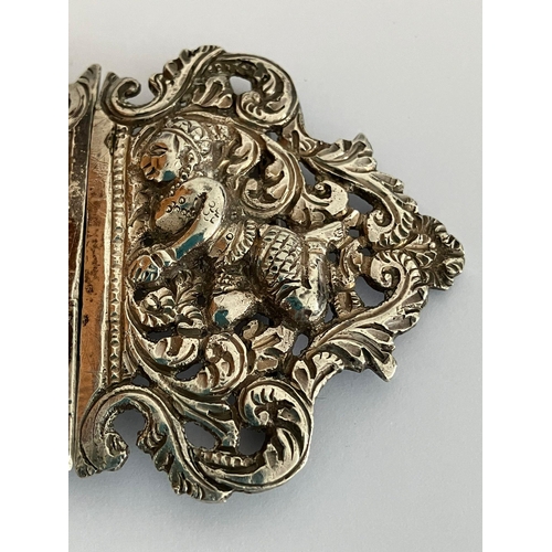 427 - SILVER Far East NURSES BELT BUCKLE. Having attractive raised Repousse Design.