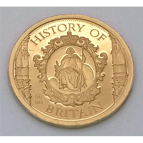 44 - A 14K Yellow Gold Battle of The Somme Miniature Gold Coin.