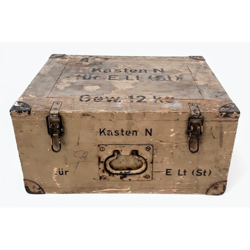 446 - A WW2 German Wooden Box Dated 1944 Containing 2 x Carbide Lanterns.