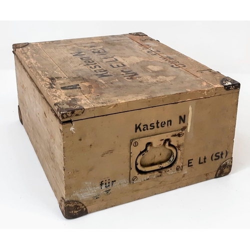 446 - A WW2 German Wooden Box Dated 1944 Containing 2 x Carbide Lanterns.