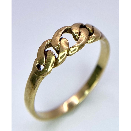 1086 - A Vintage 9K Yellow Gold Love-Knot Ring. Size L. 1.3g weight.