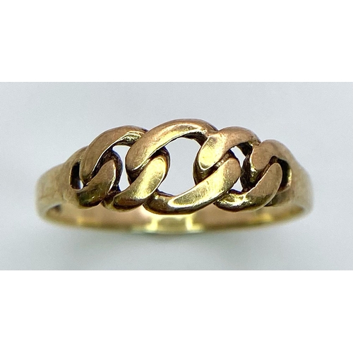 1086 - A Vintage 9K Yellow Gold Love-Knot Ring. Size L. 1.3g weight.