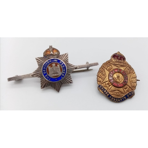 1081 - A Parcel of Two Vintage Military Regimental Brooch/ Badges Comprising; 1) Prince Consorts Own Rifle ... 