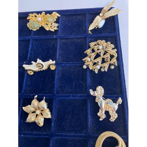 294 - Selection of VINTAGE BROOCHES in Gold Tone. To include some fabulous jewelled pieces.af.