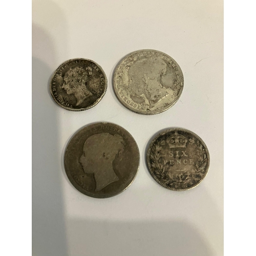 1281 - Selection of Victorian SILVER coins in Worn/poor condition. Shillings and sixpences, mainly young he... 