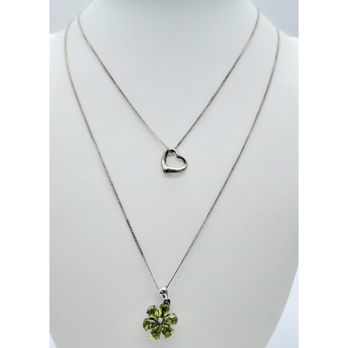 1092 - Six Different Style Sterling Silver Necklaces - Includes Peridot and Colour-Play pendants.