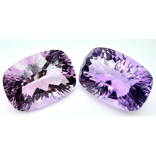 1556 - A Pair of Bolivian Amethysts Eye Clean, in Laser Cut Rectangular 19mm/13mm/9mm