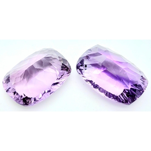 1556 - A Pair of Bolivian Amethysts Eye Clean, in Laser Cut Rectangular 19mm/13mm/9mm