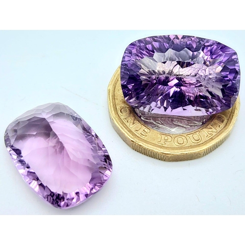 1556 - A Pair of Bolivian Amethysts Eye Clean, in Laser Cut Rectangular 19mm/13mm/9mm