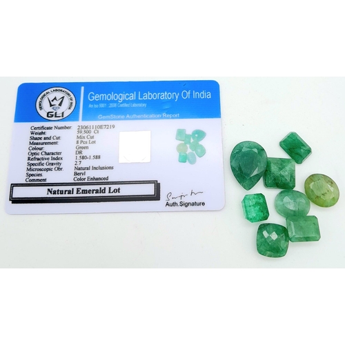 1798 - A 59.50cts Natural Emerald Gemstone Lot. Comes with the GLI certificate.