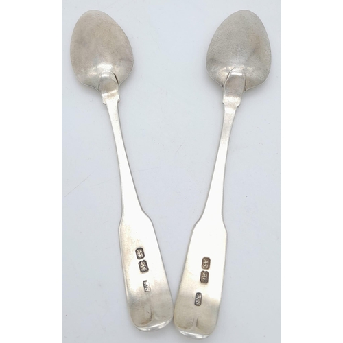 219 - Two Rare Antique Irish Tea Spoons. Crown over harp hallmark and a Hibernia mark but no letter. Maker... 