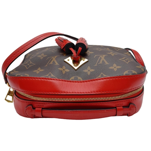 5 - A Louis Vuitton Saintonge shoulder bag, classic monogram canvas with red leather exterior and matchi... 