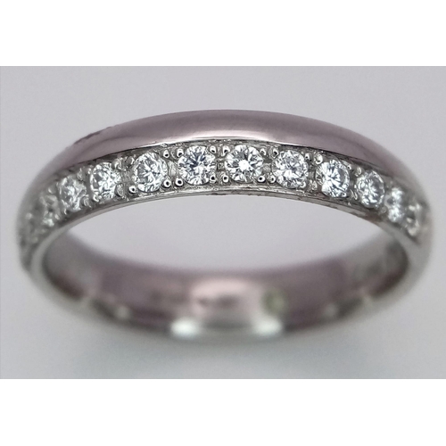 115 - A 950 Platinum Diamond Half Eternity Ring. Size M/N. 6.5g total weight. Ref: 15813