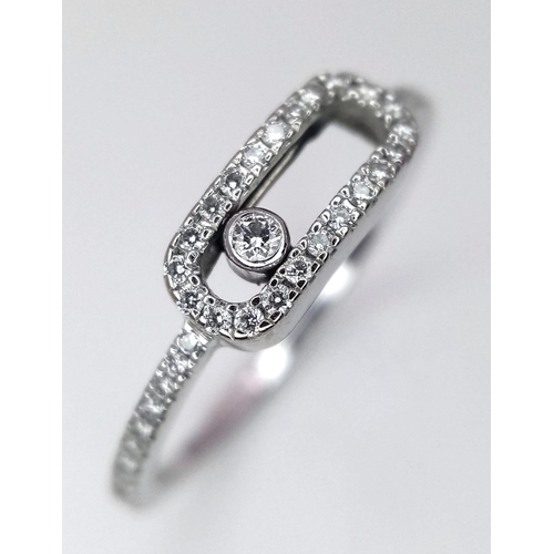 16 - A MESSIKA OF PARIS 18K WHITE GOLD DIAMOND ENCRUSTED MODERN FASHION RING .  1,9gms   size L      1567... 