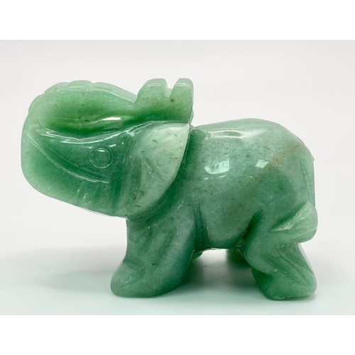 1085 - A Hand-Carved Green Jade Elephant Figure. 5.5 x 4cm