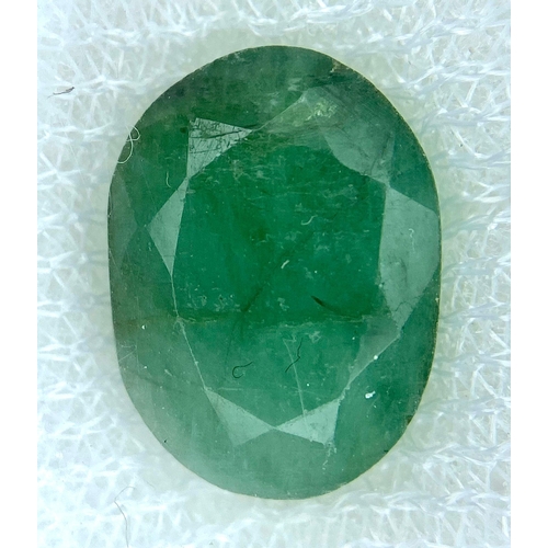 1107 - A 6.26Ct Zambian Natural Emerald Gemstone, in the Oval Faceted cut. Comes with the AIG Certificate a... 