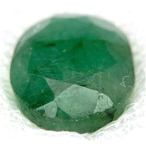 1107 - A 6.26Ct Zambian Natural Emerald Gemstone, in the Oval Faceted cut. Comes with the AIG Certificate a... 