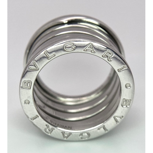 73 - An 18K White Gold Bulgari Designer B.Zero1 Ring. Size J. 11.95g weight. Ref: 14616