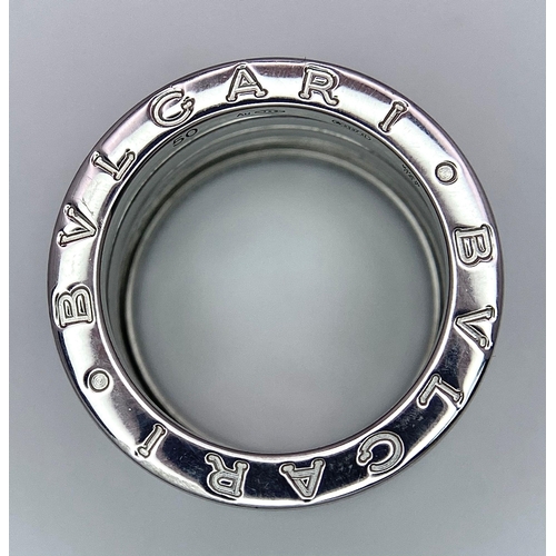 73 - An 18K White Gold Bulgari Designer B.Zero1 Ring. Size J. 11.95g weight. Ref: 14616