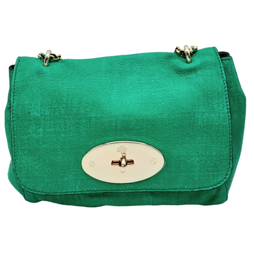 15 - A green Mulberry Lily mini bag with gold tone hardware and matching strap. Size approx. 20x18x8cm. C... 