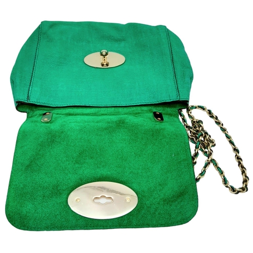 15 - A green Mulberry Lily mini bag with gold tone hardware and matching strap. Size approx. 20x18x8cm. C... 