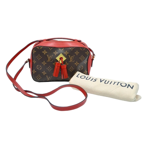 5 - A Louis Vuitton Saintonge shoulder bag, classic monogram canvas with red leather exterior and matchi... 