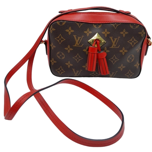 5 - A Louis Vuitton Saintonge shoulder bag, classic monogram canvas with red leather exterior and matchi... 