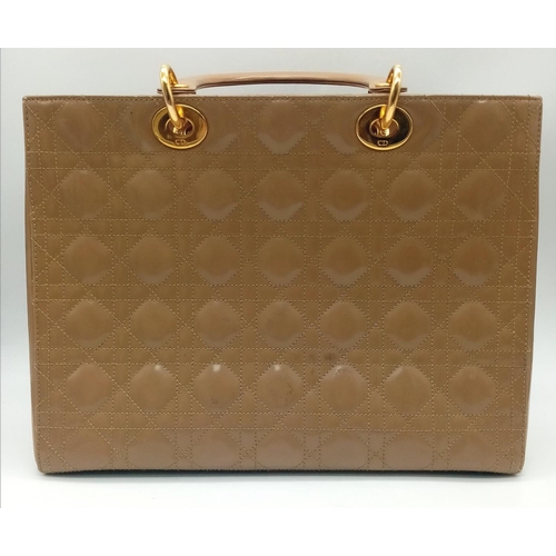 10 - A Christian Dior Large Lady 'Diana' Dior Bag, quilted patent leather with gold tone hardware and Dio... 