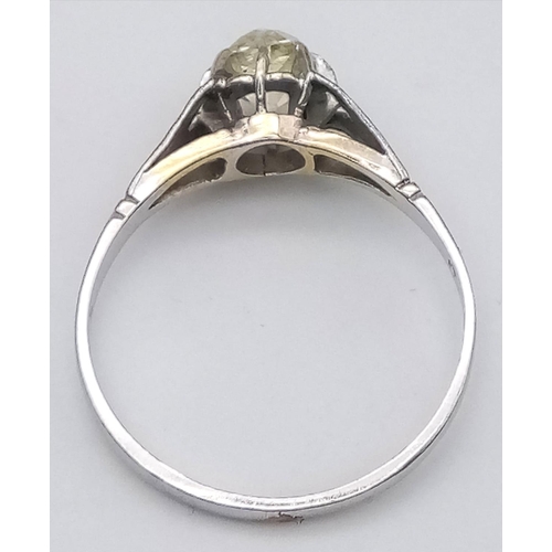 319 - An 18K White Gold and Yellow Diamond Solitaire Ring. Size M. 1.88g total weight. Ref: 15704