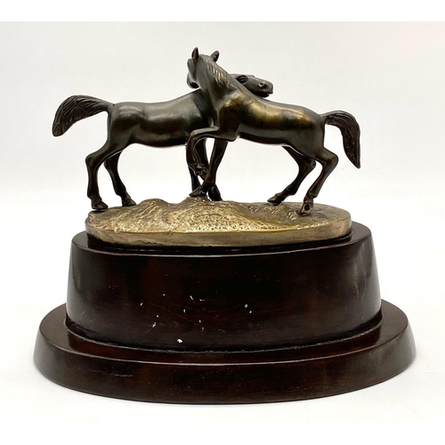 314 - A Rare Antique Victorian Bronze of a Pair of Stallions After L'Accolade - By Pierre Jules Mene. Moun... 