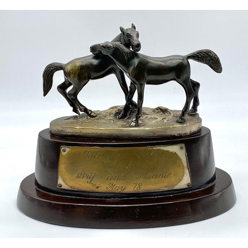 314 - A Rare Antique Victorian Bronze of a Pair of Stallions After L'Accolade - By Pierre Jules Mene. Moun... 