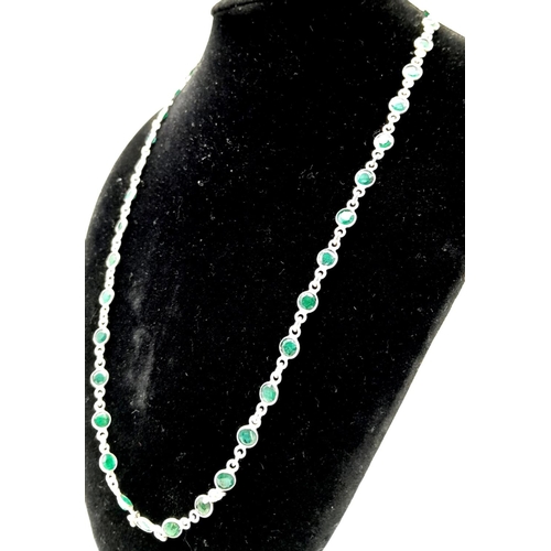 791 - An Emerald Gemstone Chain Necklace set in 925 Silver. 54cm length. Ref: 1105