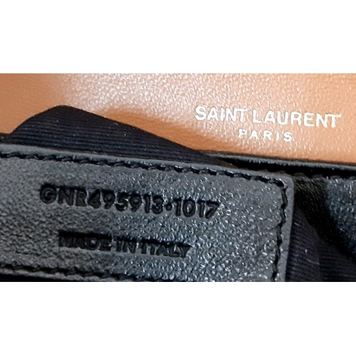 148 - A YSL Saint Laurent Je t'aime Flap Bag. Brown leather exterior with gold-tone hardware. Adjustable s... 