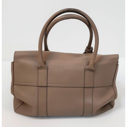 221 - A Mulberry Large Brown Leather Handbag. Textured brown leather exterior with silver tone hardware. S... 