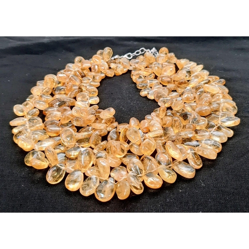 238 - A regal, of Pharaonic proportions, three row necklace with natural, large, Citrine, highly polished ... 