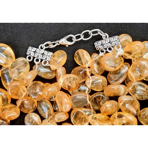 238 - A regal, of Pharaonic proportions, three row necklace with natural, large, Citrine, highly polished ... 