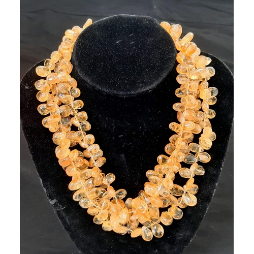 238 - A regal, of Pharaonic proportions, three row necklace with natural, large, Citrine, highly polished ... 