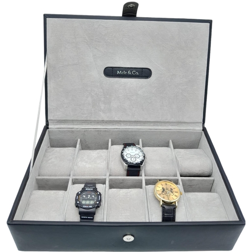 1364 - A Parcel of Three New Men’s Quartz Sports Watches in a Mele 10 Watch Leatherette Watch Box. Watches ... 