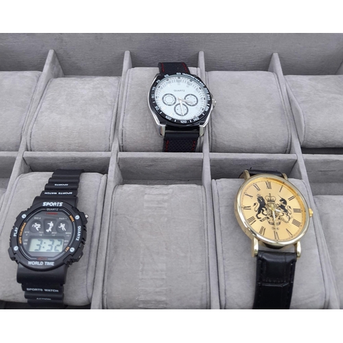 1364 - A Parcel of Three New Men’s Quartz Sports Watches in a Mele 10 Watch Leatherette Watch Box. Watches ... 