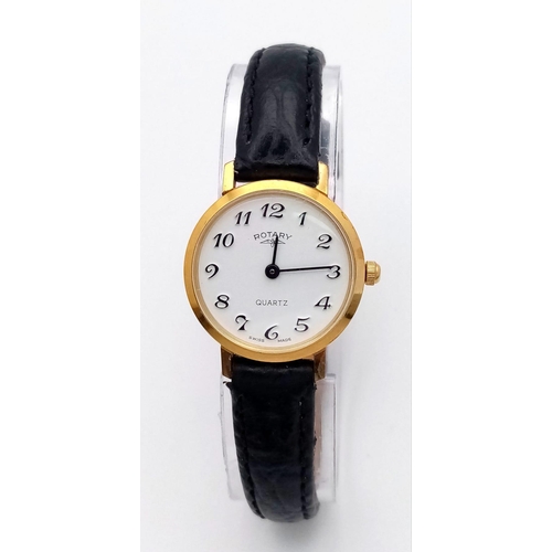 1209 - A Ladies Vintage Gold Tone Rotary Quartz Watch Model Number 2068. 24mm Including Crown. Full Working... 