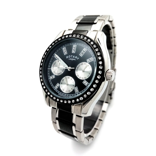 1188 - An Excellent Condition Stainless Steel Rotary, Stone Set Bezel, Quartz Watch Model LB04337. 39mm wid... 