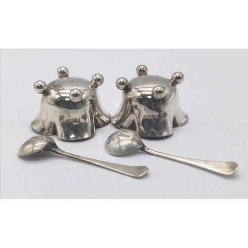 1148 - A Marching Pair of 1901/2 Edward VII Hallmarked Silver Salts, each with an 1886 Hallmarked Silver Sp... 