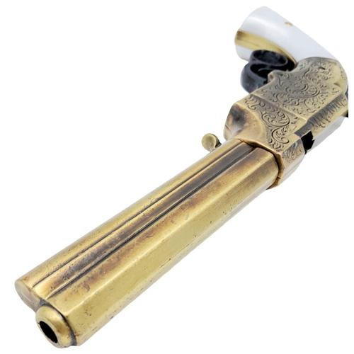 1400 - An Excellent Condition, Vintage Brass and Pearl Handle Retrospective Copy of the Famous Smith & Wess... 