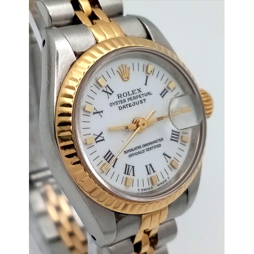 171 - A Rolex Oyster Perpetual Datejust Bi-Metal Ladies Watch. Gold and stainless steel bracelet and case ... 