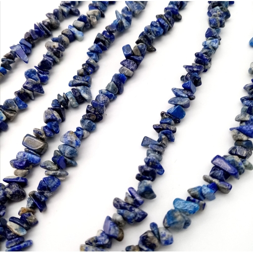 442 - Two Rough Natural Gemstone Necklaces. Tigers Eye and Lapis Lazuli. Both 86cm.