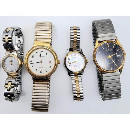 753 - SELECTION OF 8 BRACELET WATCHES BRANDS TO INCLUDE CITIZEN, LORUS, ACCURIST, PULSAR, SEKONDA & TIMEX ... 